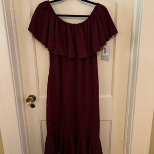 NWT Solid Wine Cici Ruffle Dress